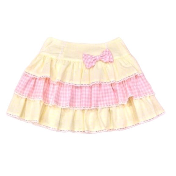 Wxolcjlv Womens Gingham Ruffle Mini Skirt Bow Decor Multi‑Layer Skirts