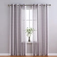 thumbnail image 1 of Coolmee Sheer Curtains for Living Room Bedroom, Grommet Voile Drapes, Stripe Faux Linen Window Treatments Semi Curtain, Purple, 52"X84", 2 Panels, 1 of 7