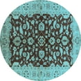 thumbnail image 1 of Ahgly Company Indoor Round Oriental Light Blue Industrial Area Rugs, 4' Round, 1 of 4