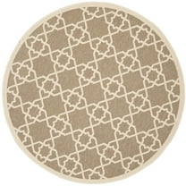 SAFAVIEH Courtyard Carol Geometric Indoor/Outdoor Area Rug, 5'3" x 5'3" Round, Brown/Beige