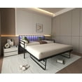 thumbnail image 6 of CoSoTower Twin Daybed with Rgb Led Lights & Charging Station, Height Adjustable Day Bed Frame with Trundle, Versatile Metal Sofa Bed Frame for Bedroom, Living Room, Guest Room, Black, 6 of 8