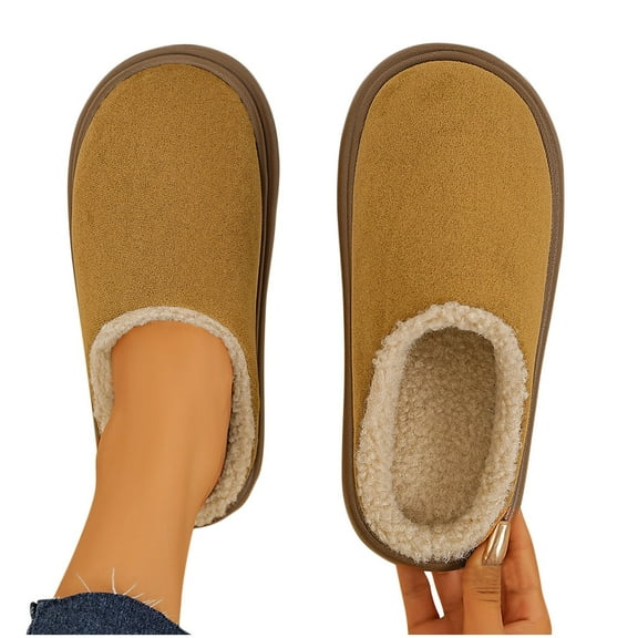 Xucatan Women’s Memory Foam Plush Slides Fuzzy Slippers with Anti-Skid Sole Suede Leather Faux Fur Warm House Shoes Indoor Outdoor Gift