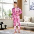 thumbnail image 5 of Pink Cartoon Pumpkin Pattern Adult onesie Pajamas, Crystal Velvet Ultra Soft Warm Jumpsuit for Men and Women, 5 of 7