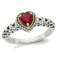 thumbnail image 1 of 5mm Garnet Ring in Sterling Silver with 14K Gold Accents, 1 of 5