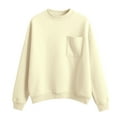 thumbnail image 4 of GuzomFashion Womens Oversized Loose Sweatshirt - 100% Polyester Crew Neck with Front Pocket, Beige,Size XL, 4 of 4