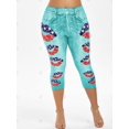 thumbnail image 3 of Más el tamaño de la impresión del labio de la bandera americana recortada Jeggings Rosegal Leggings de talla grande, 3 of 5
