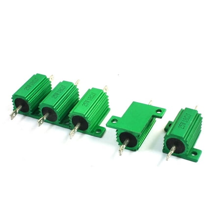 5 Pcs Green Heatsink Aluminum Housed 25watt 18 Ohm Wirewound Resistors