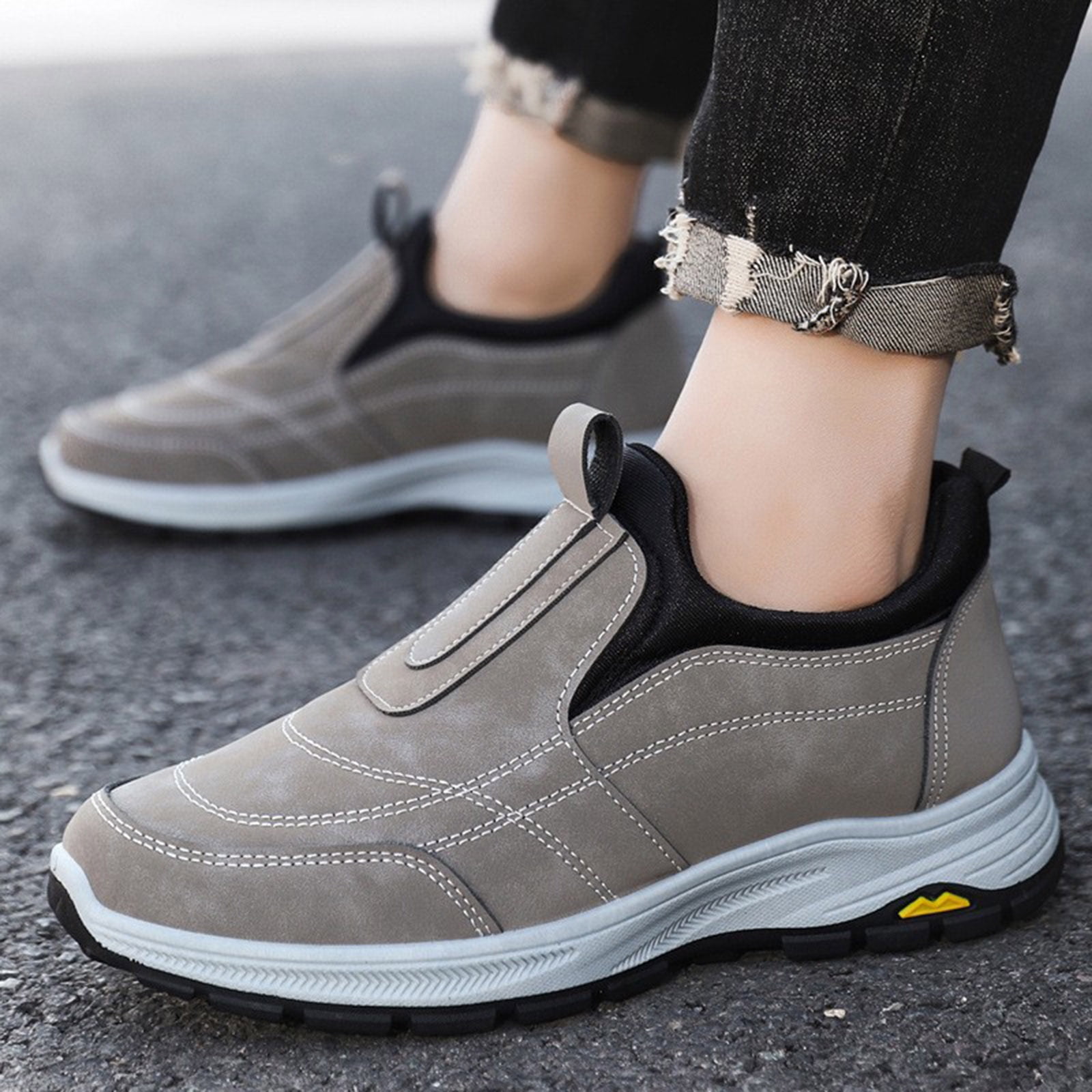 YLYL Men's Orthopedic Sneakers Slip on Wide Width Waterproof Non Slip Outdoor Hiking Walking Shoes
