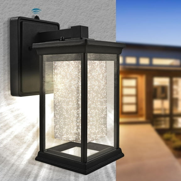 Luxrite Dusk to Dawn LED Outdoor Wall Lantern, 3CCT, IP54, 12W, 1200LM, Black Aluminum, ETL