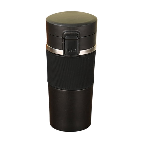 Insulated Coffee Cup 400 ml Stainless Steel with One-Click Lid and Insulated Rubber Cover for Car or Home Use