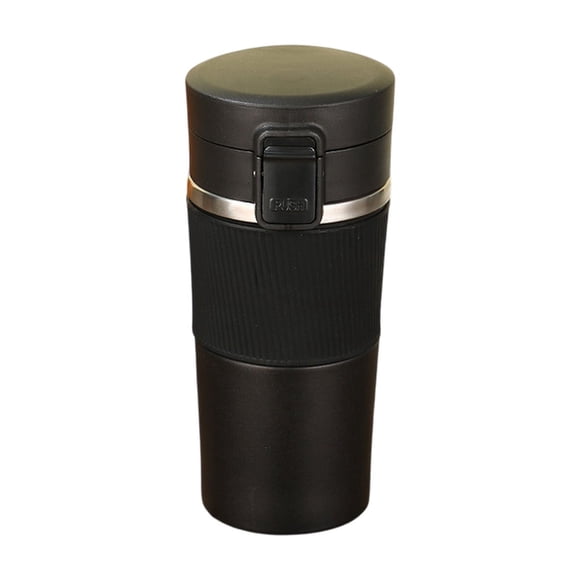 Taza de café aislada de acero inoxidable 304 de 400 ml, color sólido, taza de viaje con tapa de goma, tapa de un solo clic para uso en el coche y el hogar, vaso térmico con aislamiento al vacío para