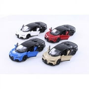 4PC Set: 5" Kinsmart Bugatti Chiron Supersport Diecast Model Toy Car