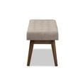 thumbnail image 6 of Baxton Studio Elia Mid-Century Modern Walnut Wood Light Grey Fabric Button-Tufted Bench, 6 of 7