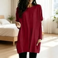 thumbnail image 2 of IMENGL Long Sleeve Tops for Womens Basic Cotton Short Neck Summer Color Soft Stretchy Pullover with Pockets Loose Casual Women Long Sleeve Shirt,M-XXXXXL, 2 of 6