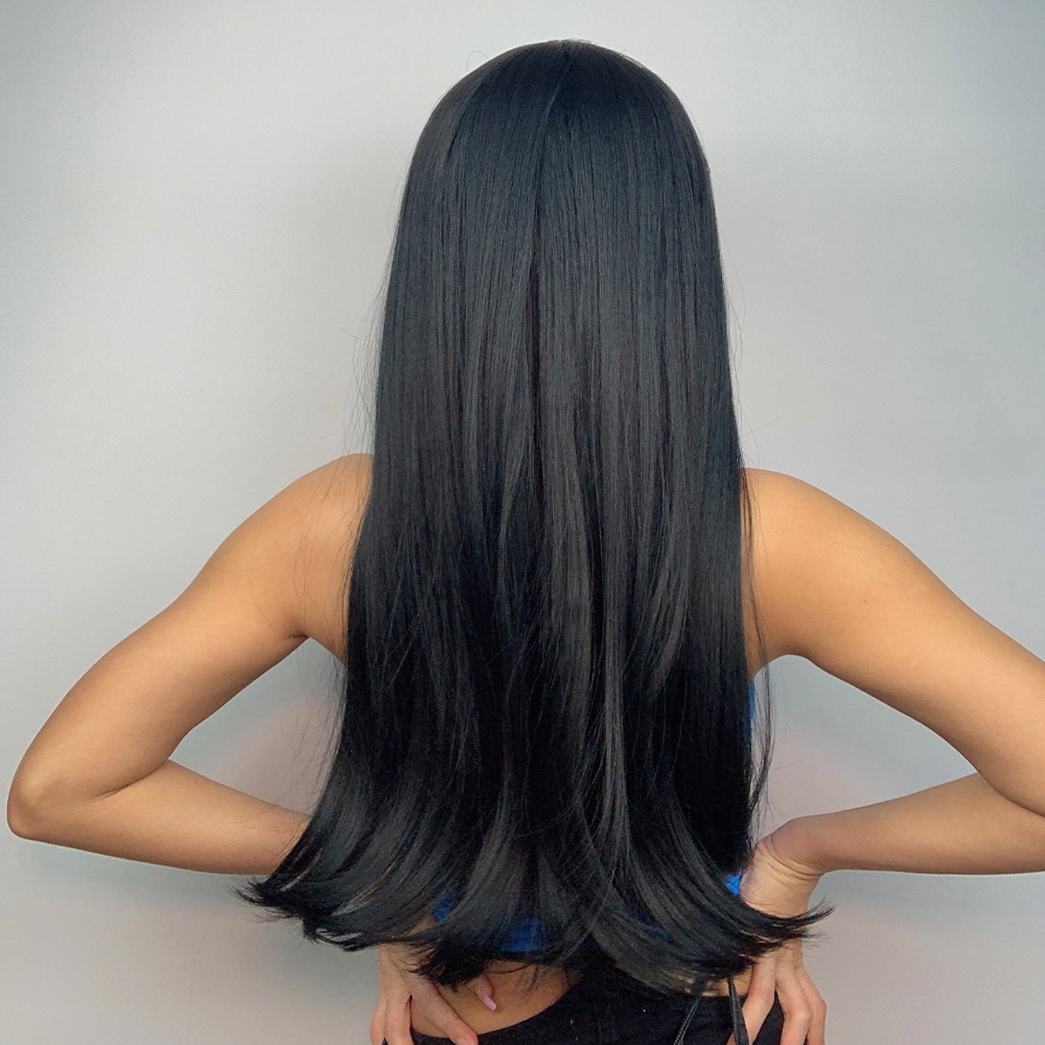 BERON Long Black Straight Wigs for Women Heat Resistant Synthetic Hair Wigs for Daily Use