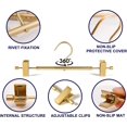 thumbnail image 3 of 10 Pack Premium Matte Gold Aluminum Pants Hangers, 12.2” Extra Smooth & Durable Metal Skirt Slack Hanger, Light & Sturdy Metal Rack for Trouser with 2-Adjustable Non Slip Clips Swivel Hook, 3 of 4