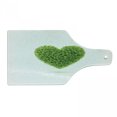 thumbnail image 1 of Green Cutting Board, Heart with Fresh Leafage Foliage Health Growth Ecology Environment Theme, Decorative Tempered Glass Cutting and Serving Board, Wine Bottle Shape, Fern Green White, by Ambesonne, 1 of 1