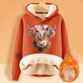 thumbnail image 2 of Women's Hooded Sweatshirt Thick Long Sleeve Highland Cattle Print Hoodies 2025 Pullover Casual Sweaters Winter Y2k Clothes, 2 of 4