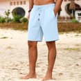 thumbnail image 5 of AHMOMEI Men Linen Shorts Elastic Waist Drawstring Beach Shorts for Men Wide Leg Casual Men's Shorts with Pockets Light Blue XL, 5 of 7