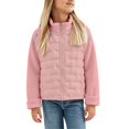thumbnail image 3 of CPNG Girls Fleece Quilted Jacket Solid Color Stand Collar Full Zip Long Sleeve Jacket Spring Autumn Winter Lightweight Warm Outdoor Casual Coat, 3 of 8