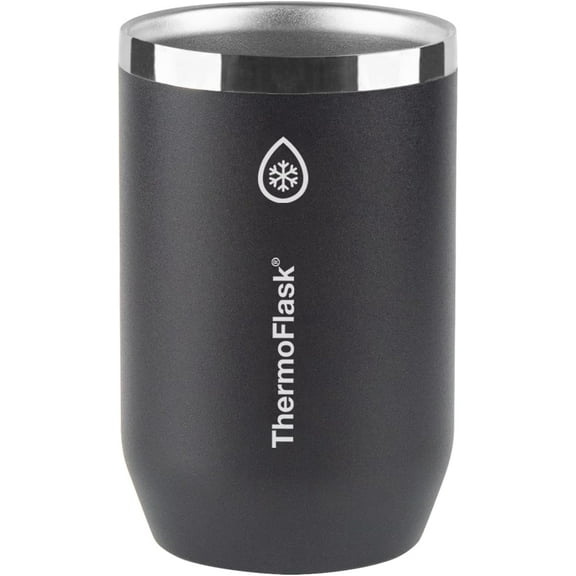 ThermoFlask 2-in-1 Vacuum Insulated Can Cooler Cup, 12 oz, Fits Standard Size Cans, Sweatproof, Non-Slip Base, Jet Black