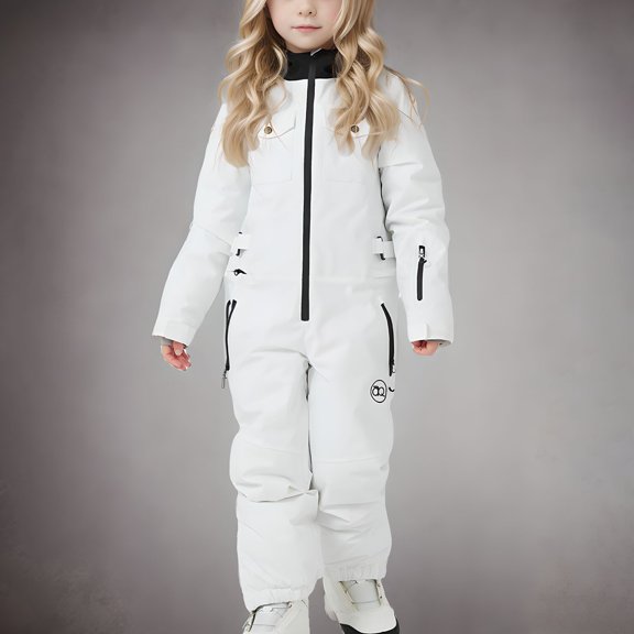 Trikvn Toddler Girls Boys One Piece Snowsuit Waterproof Windproof Winter Ski Suit Insulated Snow Coveralls with Hood for Youth Winter Outdoor Snowboarding Skiing Sports Cold Weather Gear