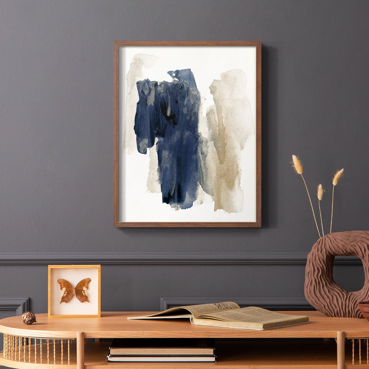 Navy Sweep in Brown Solid Wood 8 x 10 Framed Print