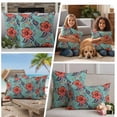 thumbnail image 5 of Teal Red Boho Floral Outdoor Waterproof Pillow Covers, Vintage Southwestern Ethnic Tribe Decorative Square Throw Pillowcase Sofa Cushion Sham for Patio/Couch/Chair, 24"x24" 2 Pack, 5 of 8