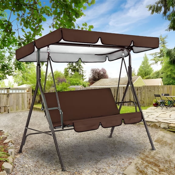XIBUFE Porch Swing with Canopy,Cover Canopy Cover and Garden Chair Outdoor Sunscreen and Swing Seat Cover Outdoor Patio Swing Cushions 3 Seater and Canopy Replacement