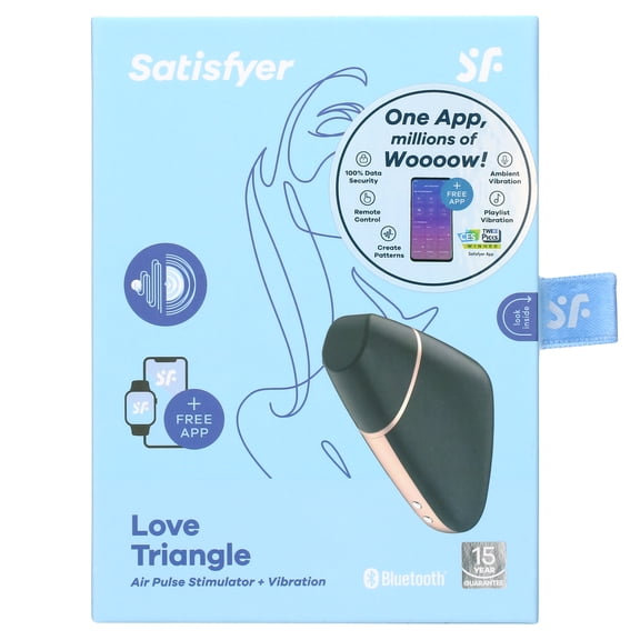 Satisfyer Love Triangle Air-Pulse Clitoris Stimulating Vibrator with App Control - Clitoral Sucking Pressure-Waves   Vibration, Compatible with Satisfyer App, Waterproof, Rechargeable (Black)
