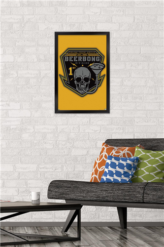 Lunch Hour Productions - Beerbong Division Wall Poster, 14.725" x 22.375" Framed
