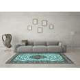 thumbnail image 3 of Ahgly Company Indoor Square Medallion Light Blue Traditional Area Rugs, 4' Square, 3 of 4