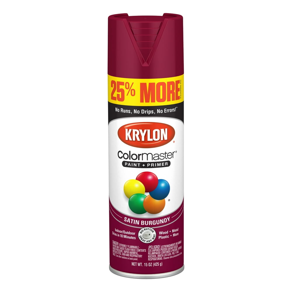 Krylon® ColorMaster Paint + Primer Satin Burgundy, 15Oz