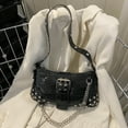 thumbnail image 3 of fankhu Gothic Punk Bag Cool Style Trendy Rock Girls Handbag Y2K Rivet Chain Women Shoulder Bag for Travel Vacation Daily, 3 of 9