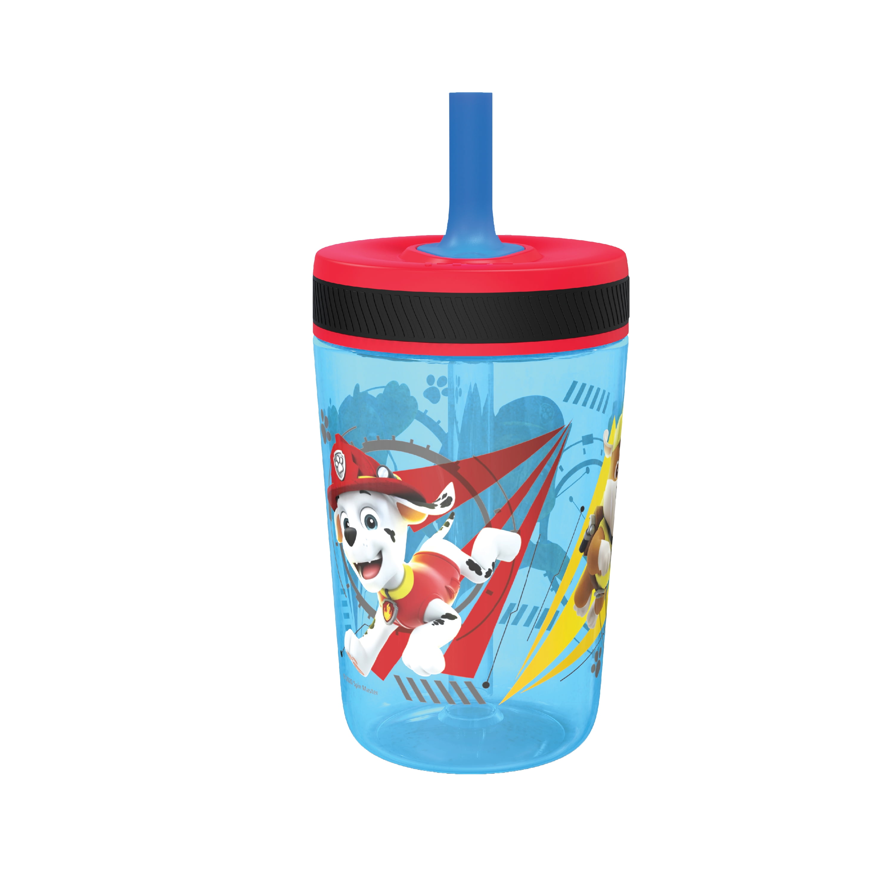 Zak Designs Paw Patrol 15 Ounce Plastic Tumbler with Lid and Straw,  Marshall and Skye, 2-piece set 