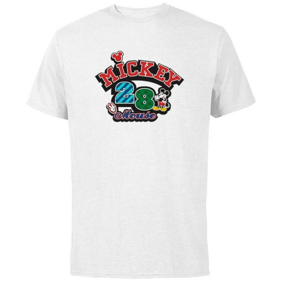Disney Mickey Mouse 28 Varsity - Short Sleeve Cotton T-Shirt for Adults - Customized-White