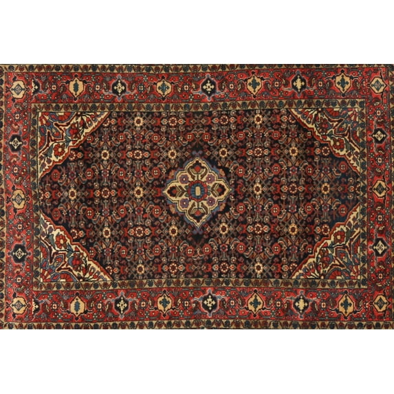 Ahgly Company Machine Washable Indoor Rectangle Traditional Saffron Red Area Rugs, 4' x 6'