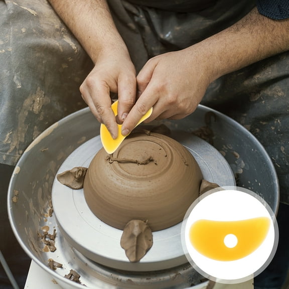 WHAMVOX Orange Multifunctional Rubber Scraper Tool for Pottery Clay Shaping, Smoothing and Crafting, Perfect for Home and Studio Use