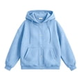 thumbnail image 7 of Zip Up Hoodie Women Long Sleeve Zipper and Snap Button Closure Loose Hooded Sweatshirt with Pockets Fall Casual Jacket, 7 of 7