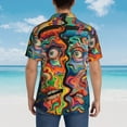 thumbnail image 4 of Yiaed Psychedelic Faces Colorful Print Hawaiian Shirt for Men Short Sleeve Button Down Shirts Beach Shirts for Men,XX-Large, 4 of 7