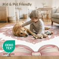 thumbnail image 4 of ODIKA 8'x10' Washable Area Rug Pink Romantic Centered Symmetrical Ornamental Round Ribbon for King Size Bedroom Under Bed, Master Suite, Non-Shedding, Easy Care, 4 of 7