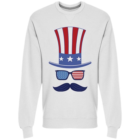 Hat, Glasses And Mustache Sweatshirt Men -Image by Shutterstock, Male 3X-Large