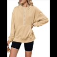thumbnail image 3 of Suéter Holgado de Larga con Capucha y Bolsillos con Cremallera para Mujer, Otoño e Invierno Albaricoque L, 3 of 10