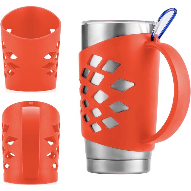 Poignée pour Gobelet de 20 oz, Poignée de Protection en Silicone Antidérapante avec Poignée pour Tasse de Voyage Yeti Rambler (20oz Rouge)