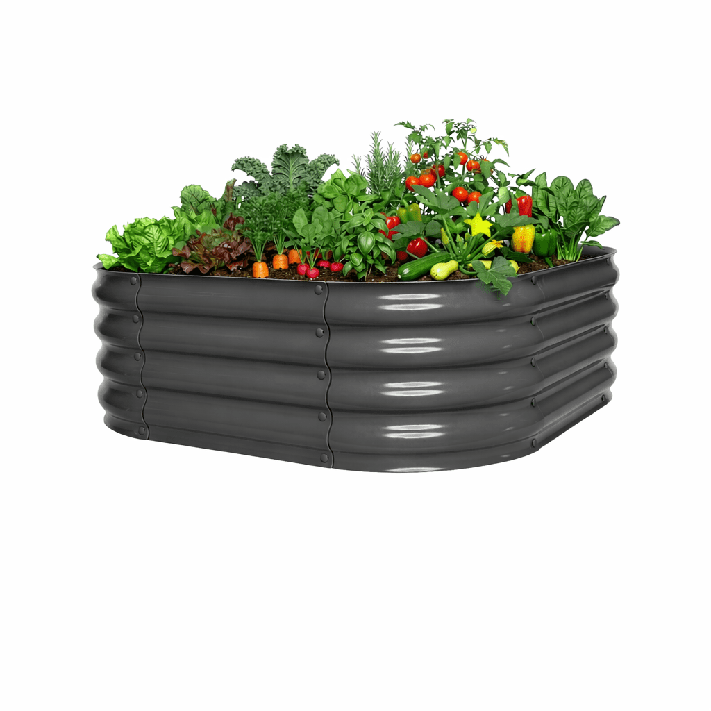 NuVue Products RIGID-Cast 4-in-1 Outdoor Gray Modular Raised Garden Bed – 14" High with 4 Configurations