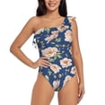 thumbnail image 2 of Yiaed Flower Print Women One Piece Swimsuits Tummy Control One Shoulder Bathing Suits Pattern Ruffle Swimwear-X-Large, 2 of 8