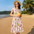 thumbnail image 4 of Easygdp Breakfast para Vestido Transpirable de Mujer, Vestido Suelto de Manga Corta con Pliegues y Bolsillos para el Verano, 4 of 6