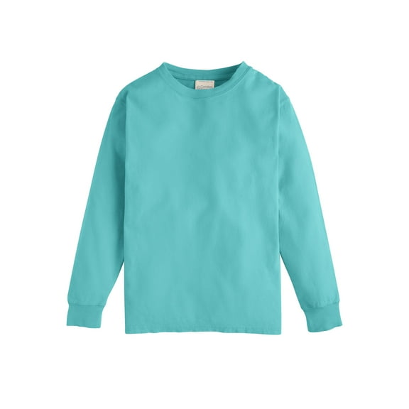 Hanes Kids' Garment Dyed Long Sleeve T-Shirt Mint M