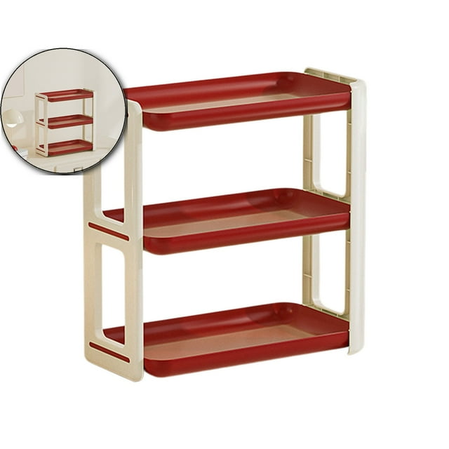 Dvruxg Three-Tier Plastic Desk Organizer, Spice Rack Dispenser, Bathroom Countertop Mail Holder for Kitchen Storage