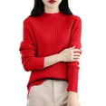 thumbnail image 4 of Women's Ribbed Knit Turtleneck Sweater 2025, Fall Winter Slim Fit Long Sleeve Pullover Top, Stretchy Comfortable Basic Layering Piece for Daily Wear, Office, Dating and Vacation Outfits Red S, 4 of 5